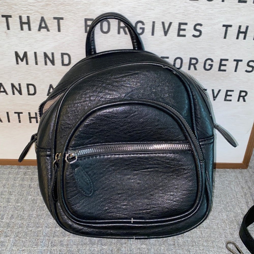 Black mini backpack purse
